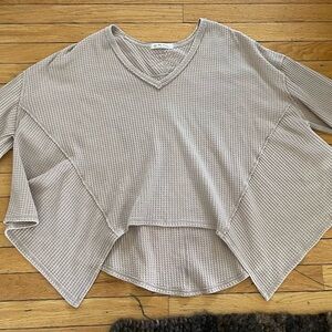 Tan Free People Waffle Knit Top